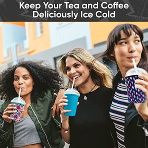Baxendale Iced Coffee Sleeves for Cold Drink Cups - 3 Pack Reusable Neoprene Iced Coffee Cup Sleeve for Cold Drinks, Compatible with Starbucks Dunkin and more (3 PK S/M/L, Black Wanderlust)