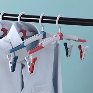 2 Pieces Travel Hangers Portable Travel Hanger Folding Clothes Hanger Travel Clothes Hanger Portable Folding Clothes Hanger Foldable Clothes Drying Rack with Clips(Blue, Red)