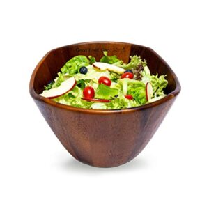 mind happiness premium acacia wood bowl, large wooden salads, fruits bowl