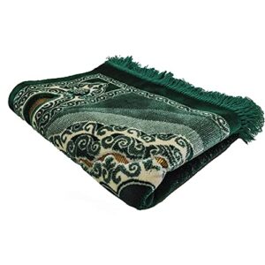 Modefa Islamic Prayer Rug - Double Plush Large & Wide Velvet Carpet - Traditional Muslim Janamaz Sajada - Thick Turkish Prayer Mat for Men & Women- Ramadan or Eid Gift - Floral Mihrab (Green)