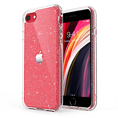 ULAK Compatible with iPhone SE 3 2022 Case, iPhone SE 2020 Case, Clear Glitter Soft TPU Cover Shockproof Protective Phone Case Compatible with iPhone SE 2nd 3rd/iPhone 7/iPhone 8 4.7 Inch Clear