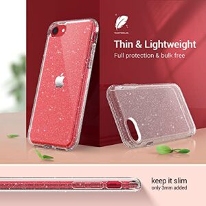 ULAK Compatible with iPhone SE 3 2022 Case, iPhone SE 2020 Case, Clear Glitter Soft TPU Cover Shockproof Protective Phone Case Compatible with iPhone SE 2nd 3rd/iPhone 7/iPhone 8 4.7 Inch Clear