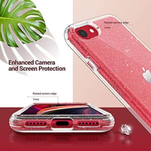 ULAK Compatible with iPhone SE 3 2022 Case, iPhone SE 2020 Case, Clear Glitter Soft TPU Cover Shockproof Protective Phone Case Compatible with iPhone SE 2nd 3rd/iPhone 7/iPhone 8 4.7 Inch Clear