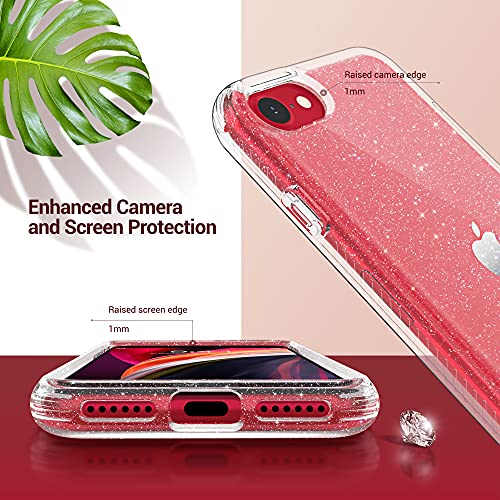 ULAK Compatible with iPhone SE 3 2022 Case, iPhone SE 2020 Case, Clear Glitter Soft TPU Cover Shockproof Protective Phone Case Compatible with iPhone SE 2nd 3rd/iPhone 7/iPhone 8 4.7 Inch Clear