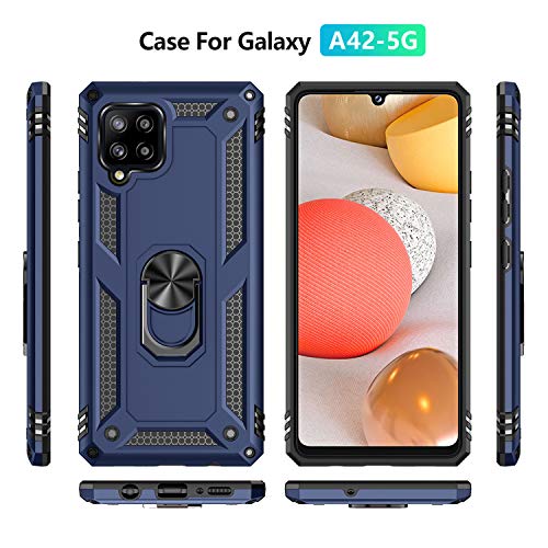 SKTGSLAMY Samsung A42 5G Case,Galaxy A42 5G Case,with Screen Protector,[Military Grade] 16ft. Drop Tested Cover with Magnetic Kickstand Car Mount Protective Case for Samsung Galaxy A42 5G, Blue