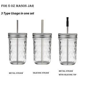 Reusable Short Small Silicone 5.5" &Metal 6" Stainless Steel Stirrer Drinking Straws Set for Coffee/Moscow Mule Mug, Cocktail lowball Glasses, Kids Toddler Baby Cup, Wine Tumbler,Bar-With Silicone Tip