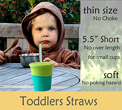 Reusable Short Small Silicone 5.5" &Metal 6" Stainless Steel Stirrer Drinking Straws Set for Coffee/Moscow Mule Mug, Cocktail lowball Glasses, Kids Toddler Baby Cup, Wine Tumbler,Bar-With Silicone Tip