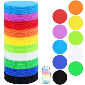 eaone 120 pack carpet dot, colorful hook and loop classroom circle spots 4'' circles nylon markers for social distance teachers students group kindergarten activity (10 colors)