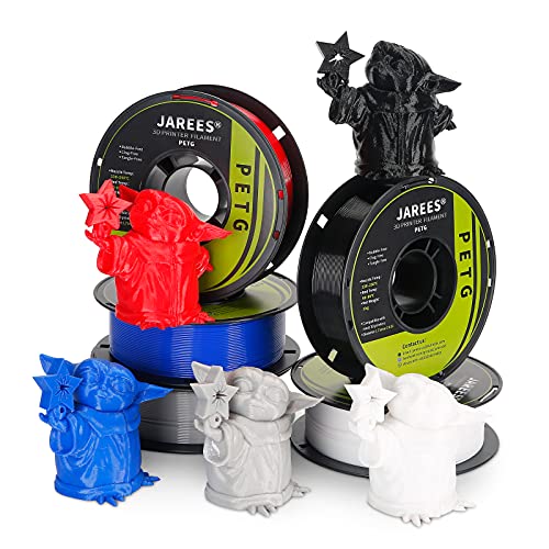 JAREES Petg Filament 1.75,Toughness Enhanced Petg Vacuum Sealed,Adhere Well 1kg Spool 3D Printer Filament,Dimensional Accuracy 1.75mm ±0.02mm,Grey