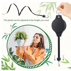 NC123 4 Pack Plant Pulley Retractable Plant Hook Pulley Adjustable Plant Hanger Hanging Flower Basket for Garden Baskets Pots and Birds Feeder in Different Height Lower and Raise