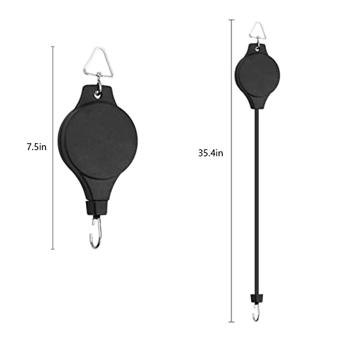 NC123 4 Pack Plant Pulley Retractable Plant Hook Pulley Adjustable Plant Hanger Hanging Flower Basket for Garden Baskets Pots and Birds Feeder in Different Height Lower and Raise