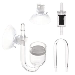 Clscea Aquarium Glass CO2 Diffuser Atomizer with U Tube Check Valve Suction Cup Premium Version