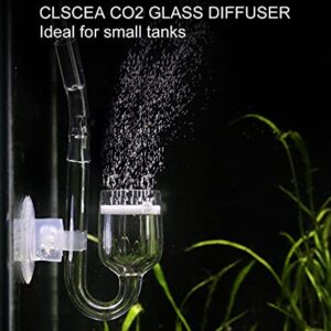 Clscea Aquarium Glass CO2 Diffuser Atomizer with U Tube Check Valve Suction Cup Premium Version