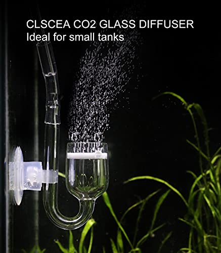 Clscea Aquarium Glass CO2 Diffuser Atomizer with U Tube Check Valve Suction Cup Premium Version