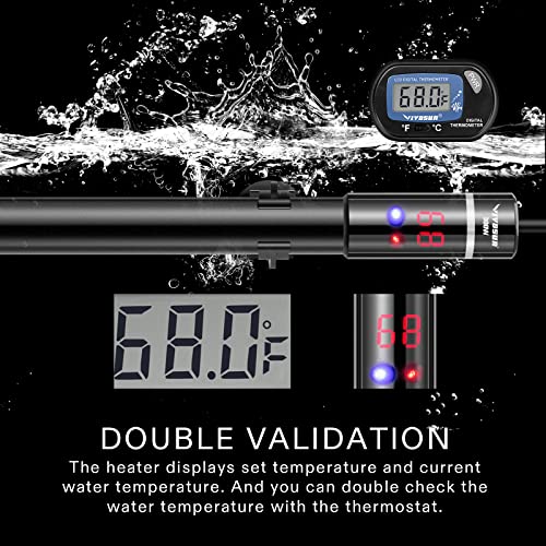 VIVOSUN Submersible Aquarium Heater with Thermometer Combination, 300W Titanium Fish Tank Heaters with Intelligent LED Temperature Display and External Temperature Controller