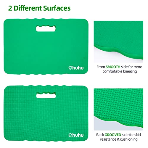 Ohuhu Premium Thick Kneeling Pad, 2-Pack Large Comfortable Gardening Knee Mat with 2 Different Surfaces, Extra Thick Knee Cushion Kneeler for Gardening, Work, Baby Bath, Exercise, 17 x 11 x 1.5 Inch