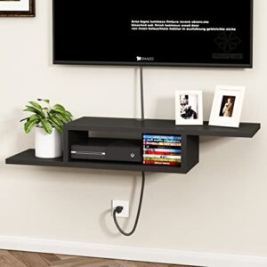 choochoo floating tv stand shelf, wall mount entertainment center media console for living room, bedroom, black