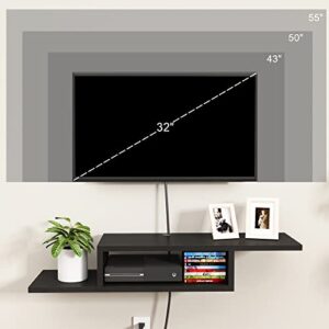 ChooChoo Floating TV Stand Shelf, Wall Mount Entertainment Center Media Console for Living Room, Bedroom, Black