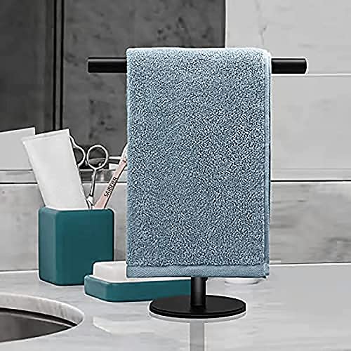 Hand Towel Holder Stand for Bathroom Vanity Countertop Matte Black T-Shape Towel Bar Rack Stand Towel Bar for Bathroom Kitchen