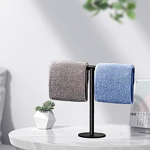 Hand Towel Holder Stand for Bathroom Vanity Countertop Matte Black T-Shape Towel Bar Rack Stand Towel Bar for Bathroom Kitchen