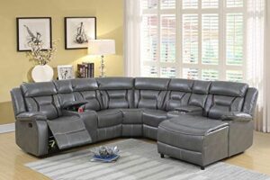 hollywood decor cerignola motion reclining sectional upholstered in grey gel leatherette