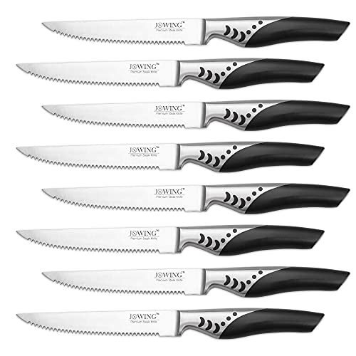 JXWING German High Carbon Stainless Steel Steak Knives, Premium 8-Piece Steak Knife Set