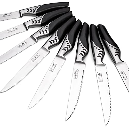 JXWING German High Carbon Stainless Steel Steak Knives, Premium 8-Piece Steak Knife Set