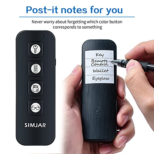 Rechargeable Key Finder with Flashlight, SIMJAR Wireless RF Item Locator Item Tracker Support Remote Control, 1 RF Transmitter and 4 Rechargeable Receivers, Key, Pet, Wallet Tracker