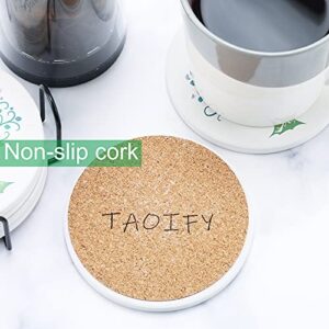 Ceramic Coaster TAOIFY Non-Slip and Absorbent Ceramic Cork Coaster with Tree of Life (one Iron Frame and six Coasters)