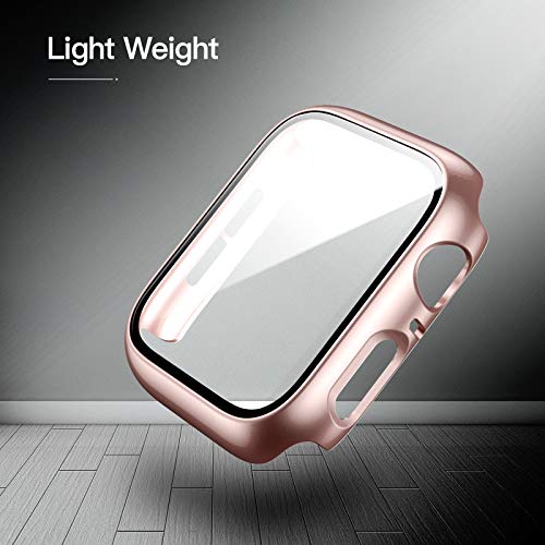 Landhoo 6 Pack case for Apple Watch Series SE/6/5/4 44mm Screen Protector with Tempered Glass, Hard PC HD Full Cover Protective iwatch.