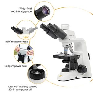 Swift Stellar 1-T Professional Lab Compound Microscope, 40X-2500X Magnification, Siedentopf Trinocular Head, Mechanical Stage, Ultra-Precise Focusing, Camera-Compatible, User and Eco-Friendly Design