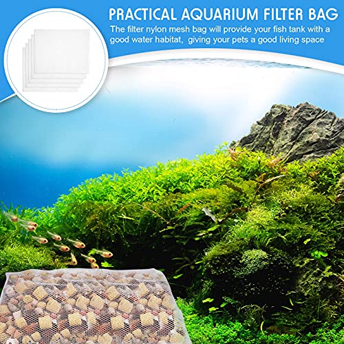 5 Pieces Large Filter Media Bags Aquarium Bio Media Bags 17.5 Inch by 13.5 Inch Aquarium Filter Nylon Mesh Bags with Zipper for Activated Carbon Fish Tank Charcoal Filter Bags Bio Ball Ammonia Remover