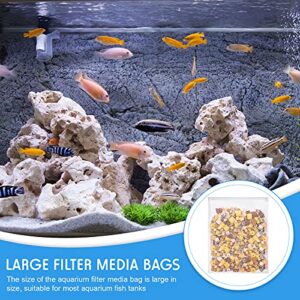 5 Pieces Large Filter Media Bags Aquarium Bio Media Bags 17.5 Inch by 13.5 Inch Aquarium Filter Nylon Mesh Bags with Zipper for Activated Carbon Fish Tank Charcoal Filter Bags Bio Ball Ammonia Remover