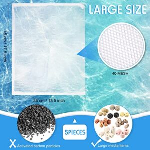 5 Pieces Large Filter Media Bags Aquarium Bio Media Bags 17.5 Inch by 13.5 Inch Aquarium Filter Nylon Mesh Bags with Zipper for Activated Carbon Fish Tank Charcoal Filter Bags Bio Ball Ammonia Remover