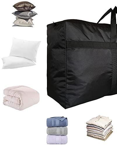 YiKitHom Extra Large Storage Duffle Bag with Zippers and Handles, Heavy Duty Large Capacity Big Long Black Duffle Bag for Travel - 42x23x13.5 Inch