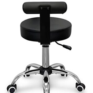 Topline Housewares 360-Degree Rolling Swivel Adjustable 'Timmy' Stool with Lumbar Back Support - Chrome/Black