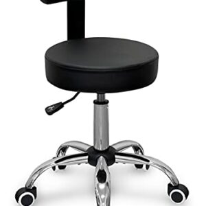 Topline Housewares 360-Degree Rolling Swivel Adjustable 'Timmy' Stool with Lumbar Back Support - Chrome/Black