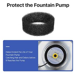 4 Packs POLAME Pre-Filter Sponges, Stainless Steel Cat Fountain Sponge Foam Filter Black, Compatible with 84oz/2.5L Pet Fountain Automatic Drinking Water Dispenser