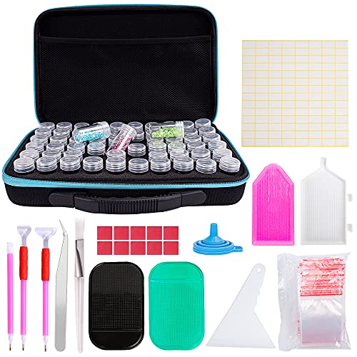 HOHOTIME Diamond Painting Storage Containers,60 Slots Diamond Painting Accessories Kits with Tools for Diamond Art Craft Jewelry Beads Organizer,Diamond Art Storage for DIY Art Craft