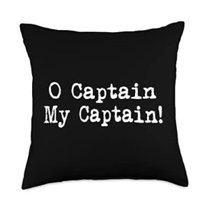 o captain my captain gifts shop o captain movie quote throw pillow, 18x18, multicolor