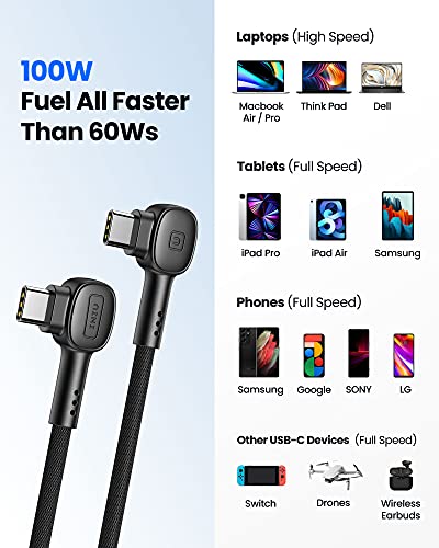 USB C Cable, INIU [2 Pack 6.6ft 100W] 20V/5A PD QC 4.0 Fast Charging USB C to USB C Cable, Nylon Braided Phone Charger Type C Data Cord for iPad Pro MacBook Air Samsung S21 S20 Note Google Pixel etc.