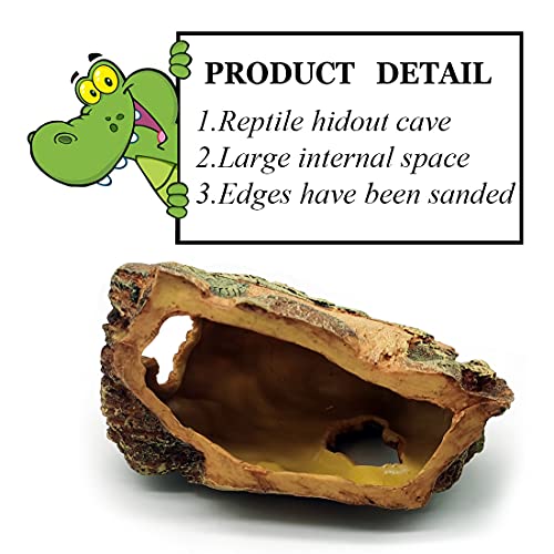 Hamiledyi Reptile Hideout Cave,Lizard Resin Rock Hiding Cave,Reptile Habitat Terrarium Decoration for Leopard Gecko Cichlids Spiders Lizards Hermit Crabs