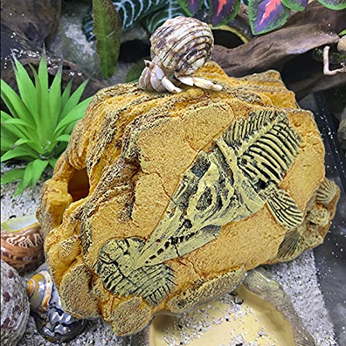 Hamiledyi Reptile Hideout Cave,Lizard Resin Rock Hiding Cave,Reptile Habitat Terrarium Decoration for Leopard Gecko Cichlids Spiders Lizards Hermit Crabs