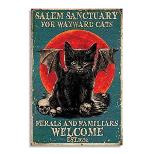 zmkdll salem sanctuary for wayward cats ferals and familiars cat retro metal tin sign vintage sign for home coffee wall decor 8x12 inch