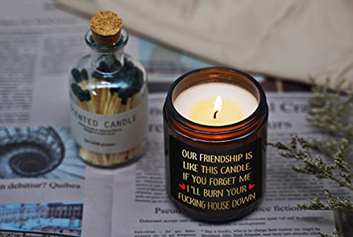 Fufandi Candle Birthday Gifts for Best Friend - Friendship Gifts, Jokes, Christmas, Gag Gifts for Friends, BFF, Coworker - Going Away Gift for Friend Female - Lavender Scented Candles with Keychain