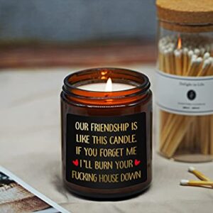 Fufandi Candle Birthday Gifts for Best Friend - Friendship Gifts, Jokes, Christmas, Gag Gifts for Friends, BFF, Coworker - Going Away Gift for Friend Female - Lavender Scented Candles with Keychain