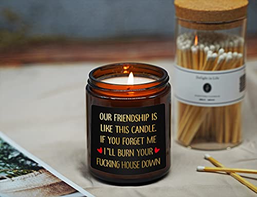 Fufandi Candle Birthday Gifts for Best Friend - Friendship Gifts, Jokes, Christmas, Gag Gifts for Friends, BFF, Coworker - Going Away Gift for Friend Female - Lavender Scented Candles with Keychain