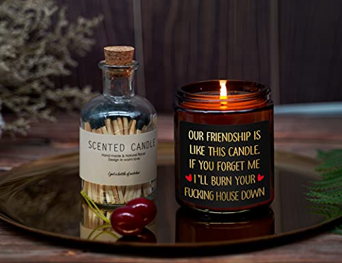 Fufandi Candle Birthday Gifts for Best Friend - Friendship Gifts, Jokes, Christmas, Gag Gifts for Friends, BFF, Coworker - Going Away Gift for Friend Female - Lavender Scented Candles with Keychain