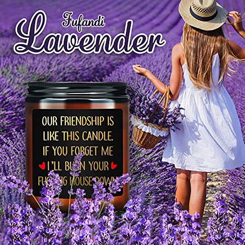 Fufandi Candle Birthday Gifts for Best Friend - Friendship Gifts, Jokes, Christmas, Gag Gifts for Friends, BFF, Coworker - Going Away Gift for Friend Female - Lavender Scented Candles with Keychain