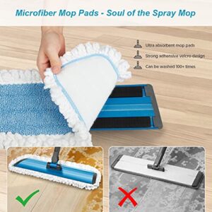 Microfiber Floor Mop for Hardwood Floor Cleaning, Dust Wet Mop with 3 Washable Pads and Aluminum Panel, Professional Flat Mop with Metal Handle for Home Kitchen Wood Laminate Tile Vinyl Cleaning